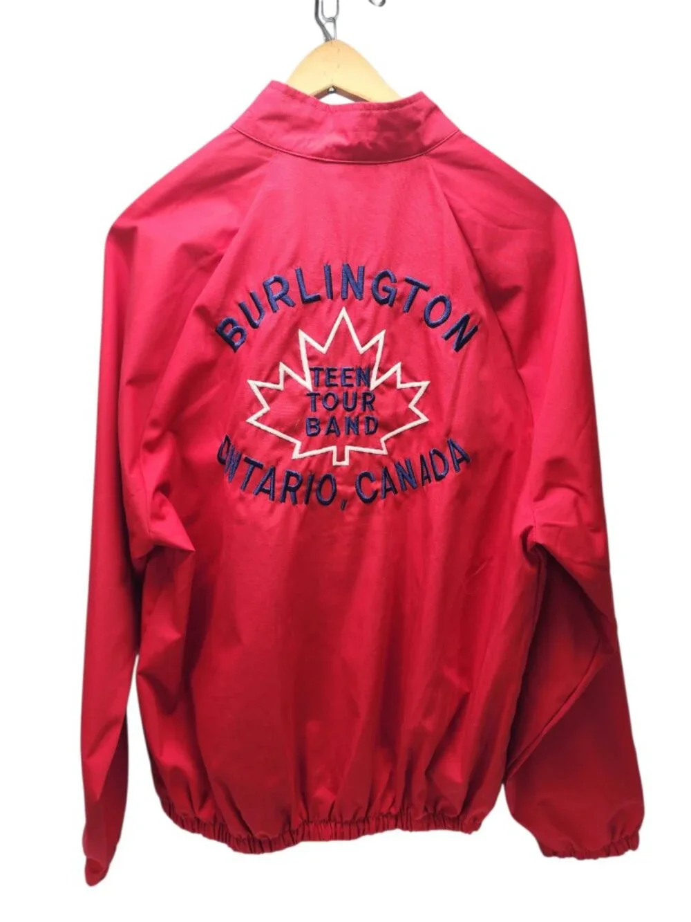 Vintage Windbreaker Jacket Size Small Red Burlington Teen Tour Band Ontario
